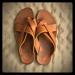 Louis Vuitton (fits 9-9 1/2) M leather Sandals